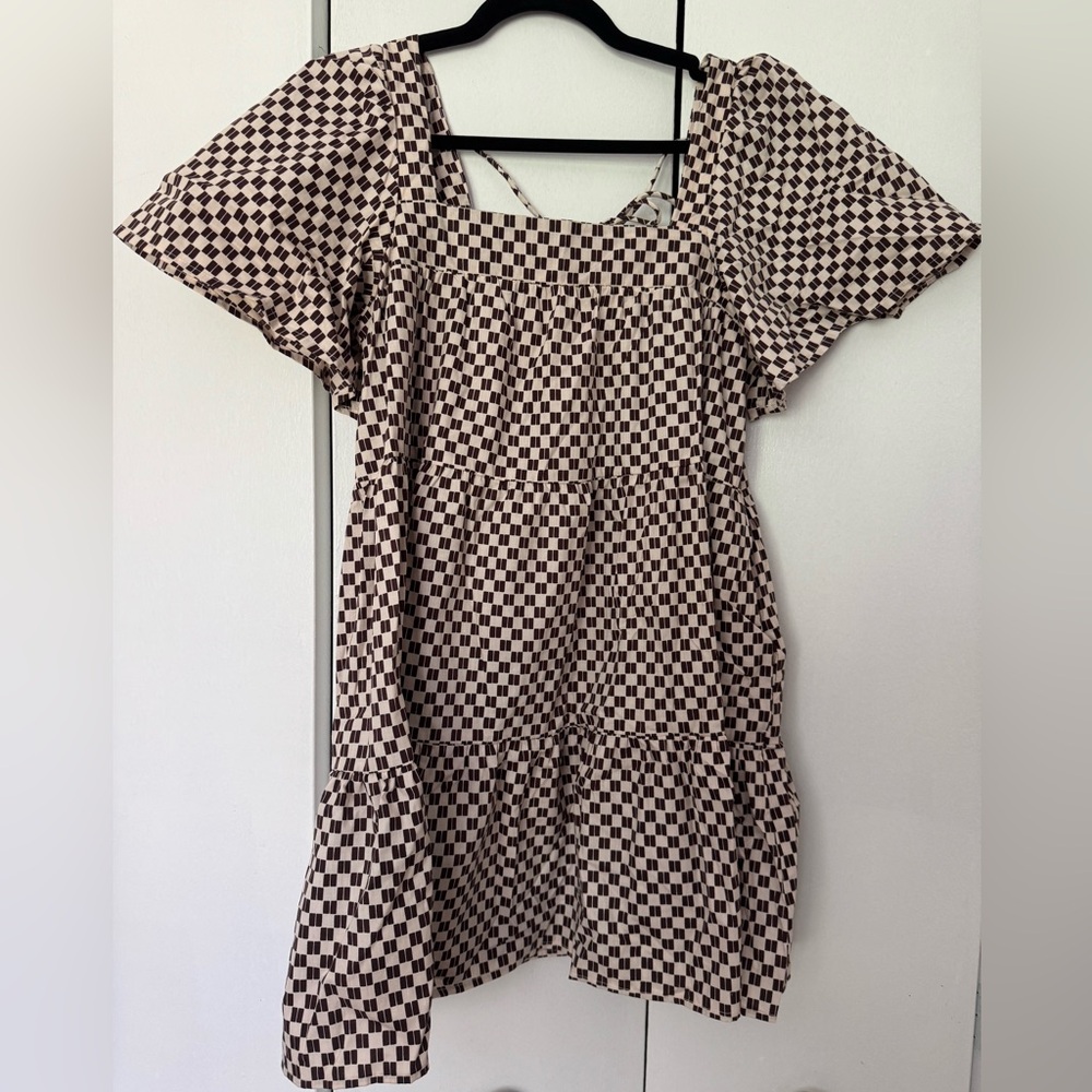Abercrombie & Fitch Brown Checkered Dress
